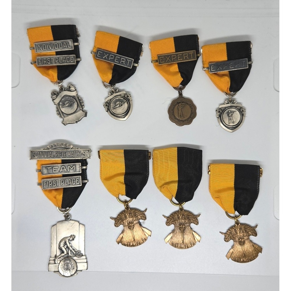 Lot of 8 Vintage Rifle Shooting Medals - Individual Team Award‎